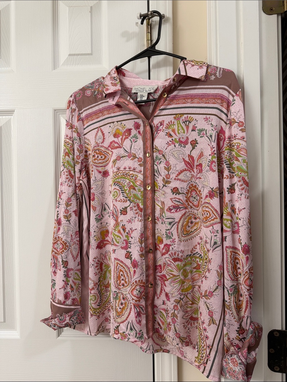 Rachel Zoe Pink Paisley Button-Down Blouse